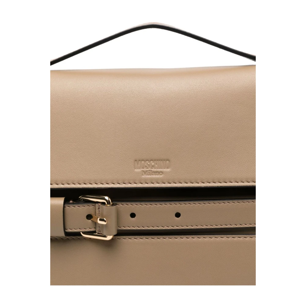Moschino Beige leren handtas met magnetische sluiting Beige Dames