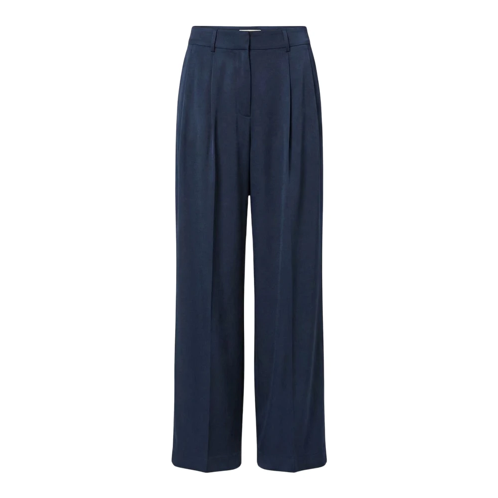 Michael Kors Women's Blue Drapey Satin Wide Leg Trousers - Wide Trousers - Xs - Trousers