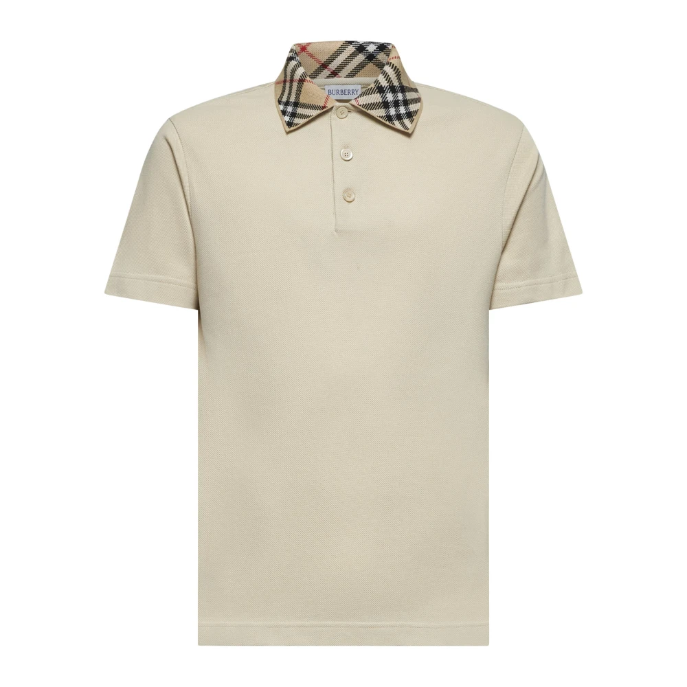 Burberry Check Motif Polo T-shirts en Polos Beige Heren