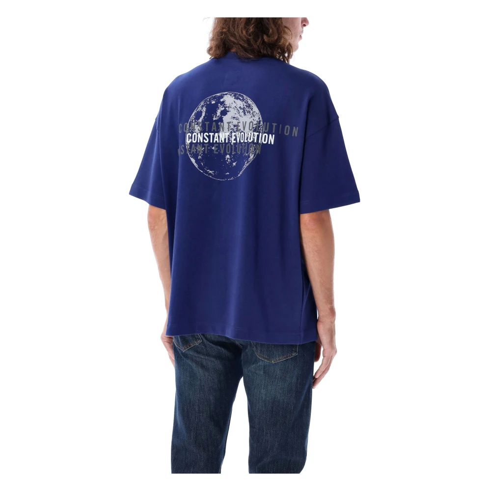Emporio Armani Oversized Piquet T-Shirt Ronde Hals Blue Heren