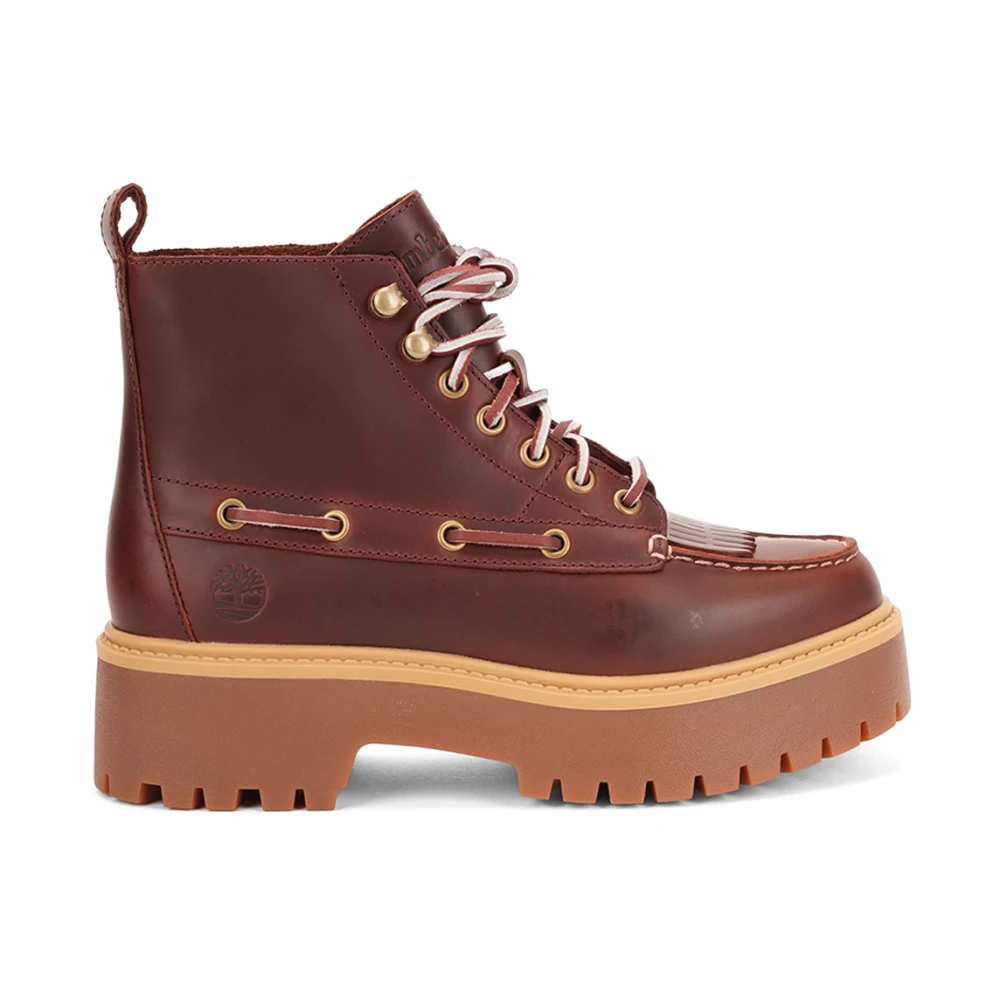 Timberland Stivale Sfrangiato Con Plateau Stone Street Da Donna In Bordeaux, Taglia 38 - Immagine 5