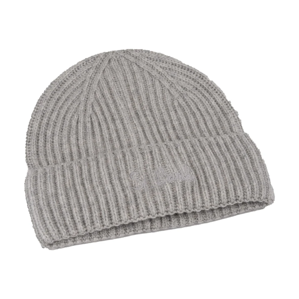 MC2 Saint Barth Grijze Wol Kasjmier Geribbelde Beanie Hoed Gray Dames