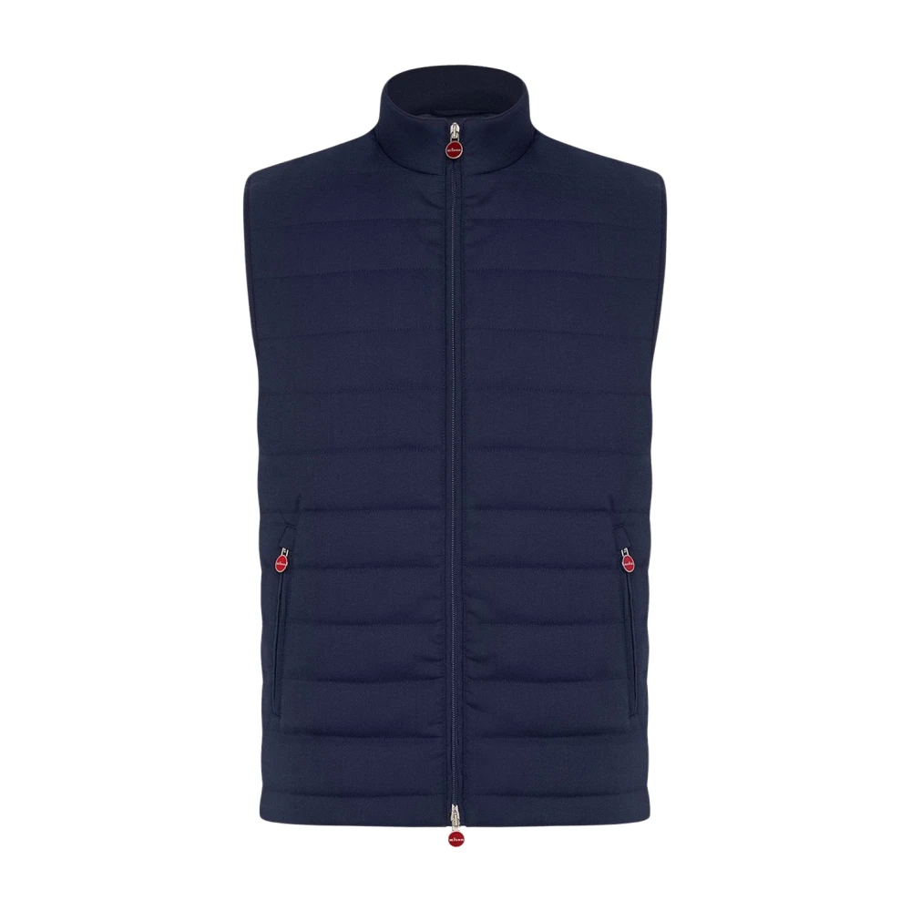 Kiton Blauwe wollen gilet met ritssluiting Blue Heren