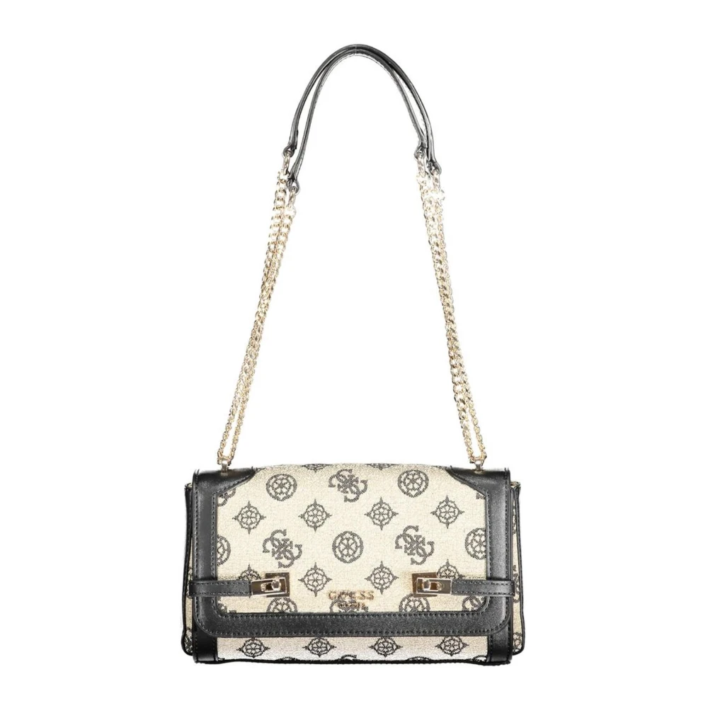 Guess Zwarte Katoenen Handtas met Gouden Hardware Multicolor Dames