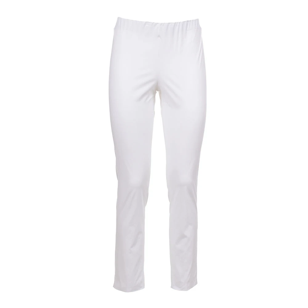 Le Tricot Perugia Katoenen broek met elastische taille White Dames