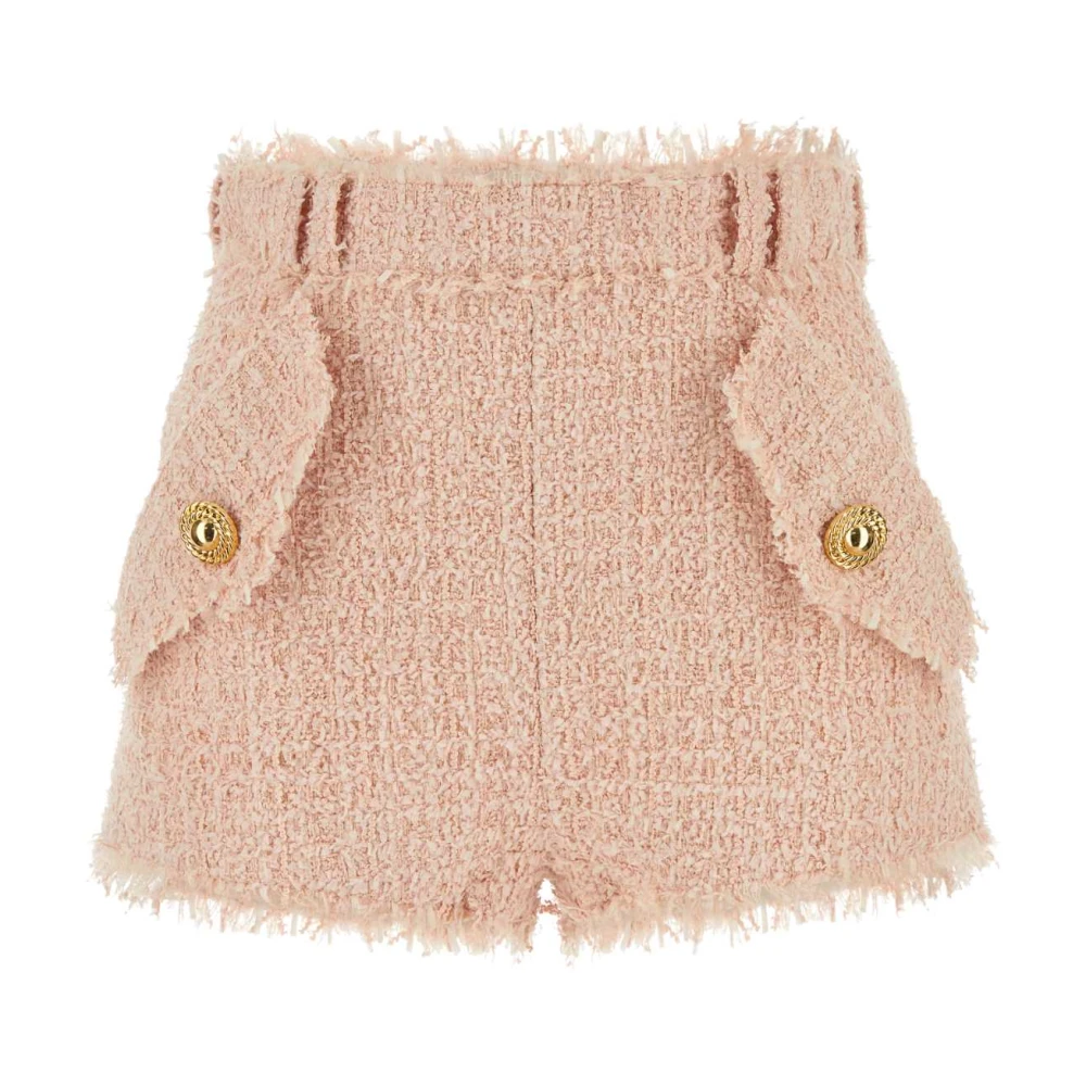 Balmain Lichtroze Tweed Shorts Pink Dames