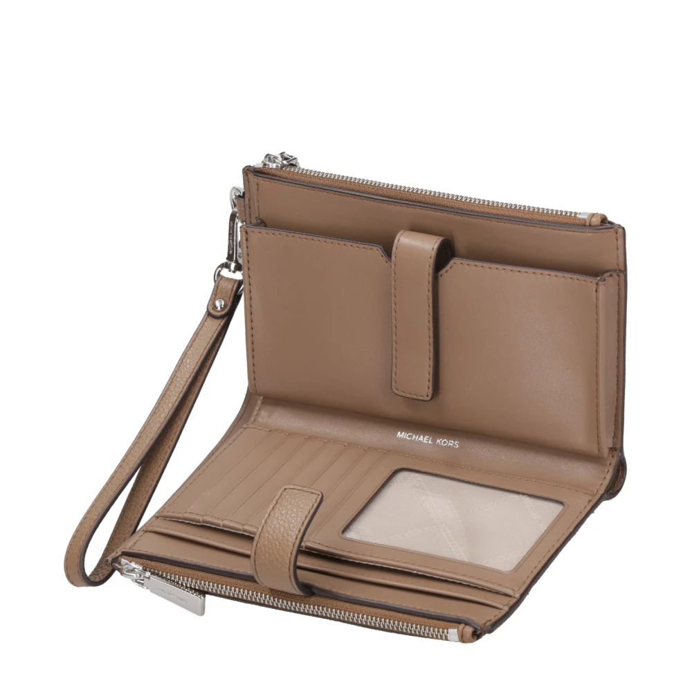 Michael Kors Leren Clutch Portemonnee met Telefoonvak Brown Dames