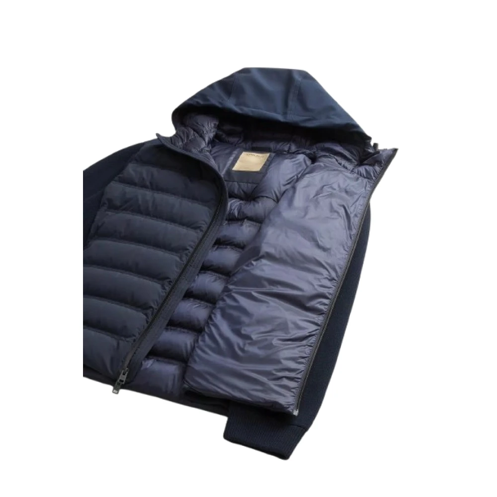Woolrich Hybride Melton Blauwe Winterjas Blue Heren