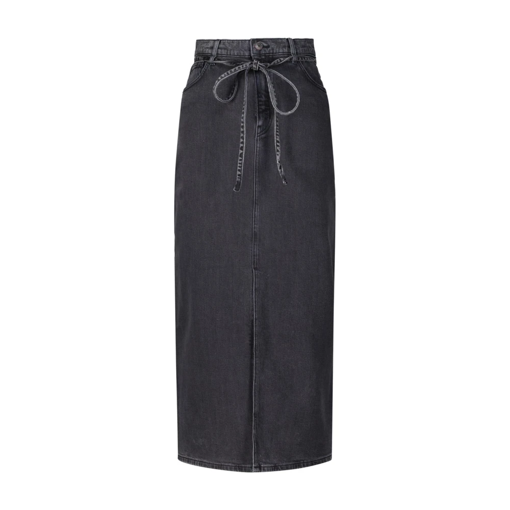 Hugo Boss Denim Rok met Vetersluiting Gray Dames