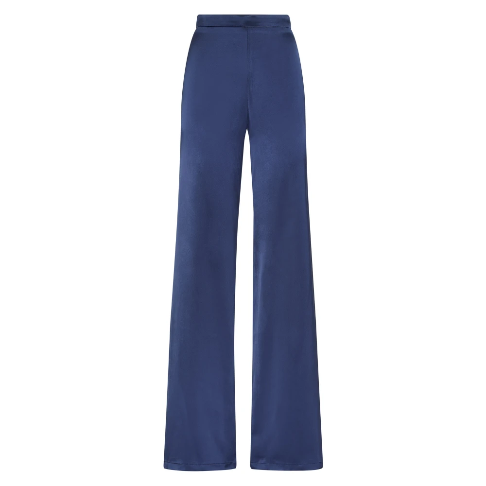 MVP wardrobe Elegante Rechte Pijp Viscose Broek Blue Dames