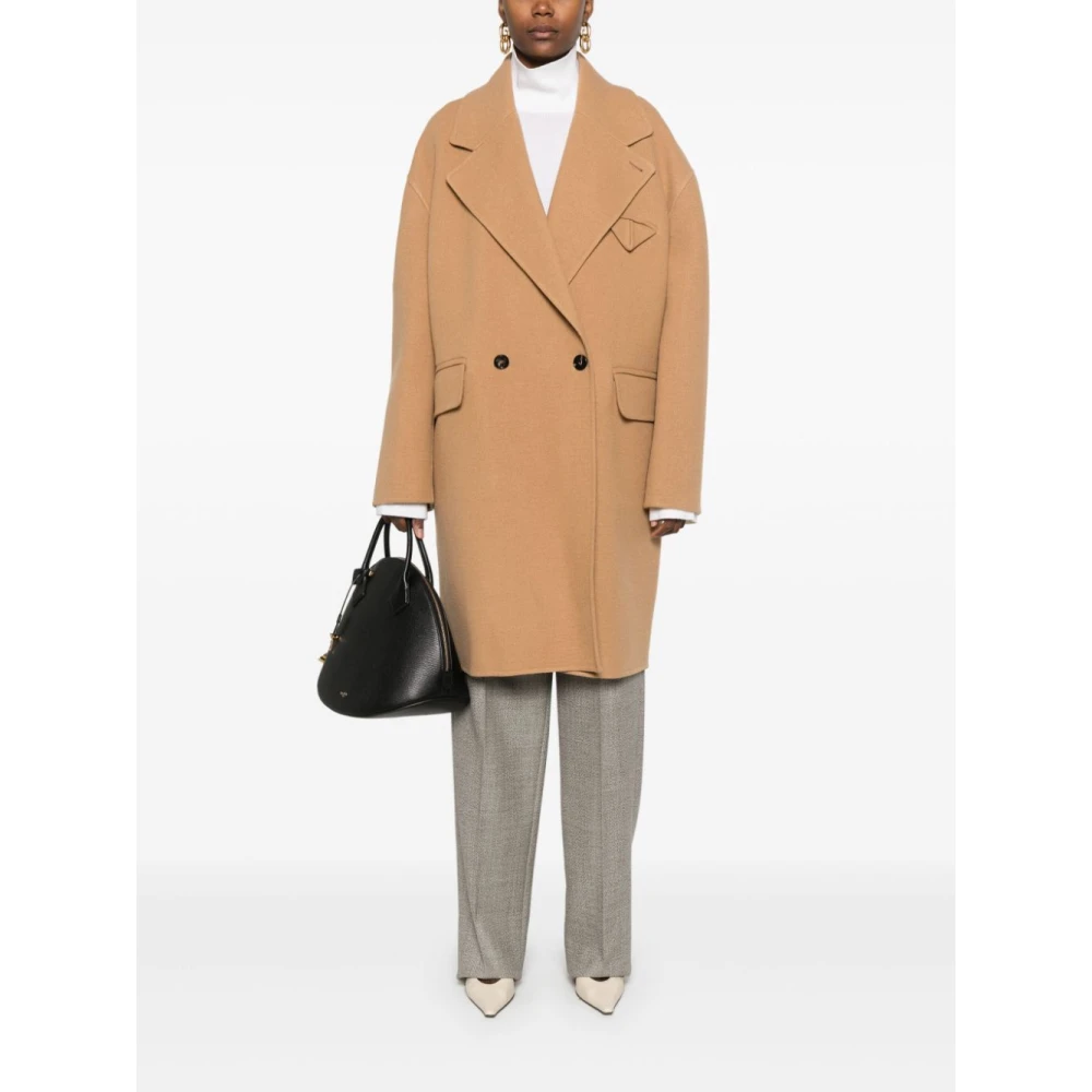 Bottega Veneta Bruine Dubbelzijdige Jas Brown Dames