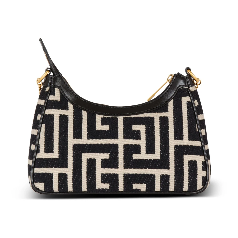 Balmain Monogram Jacquard Schoudertas Black Dames