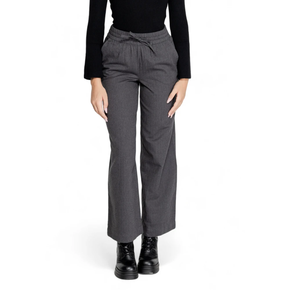 Jacqueline de Yong Wijde Pijp Geweven Broek Herfst Winter Collectie Gray Dames