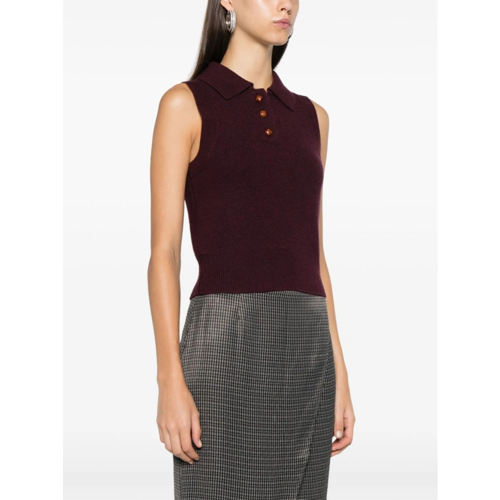 Remain Birger Christensen Mouwloos Poloknit Vest Red Dames