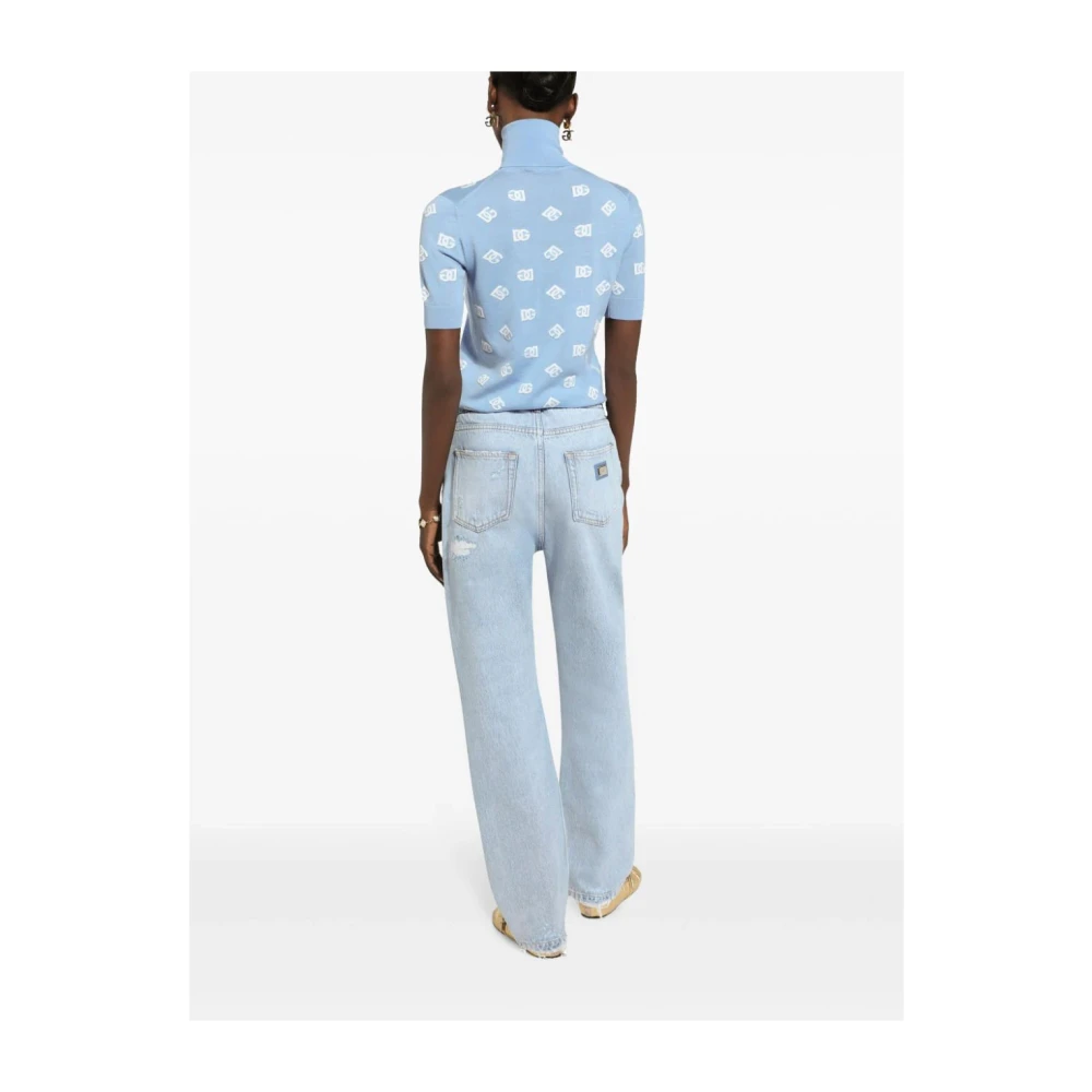 Dolce & Gabbana Blauwe Distressed Straight Leg Jeans Blue Dames