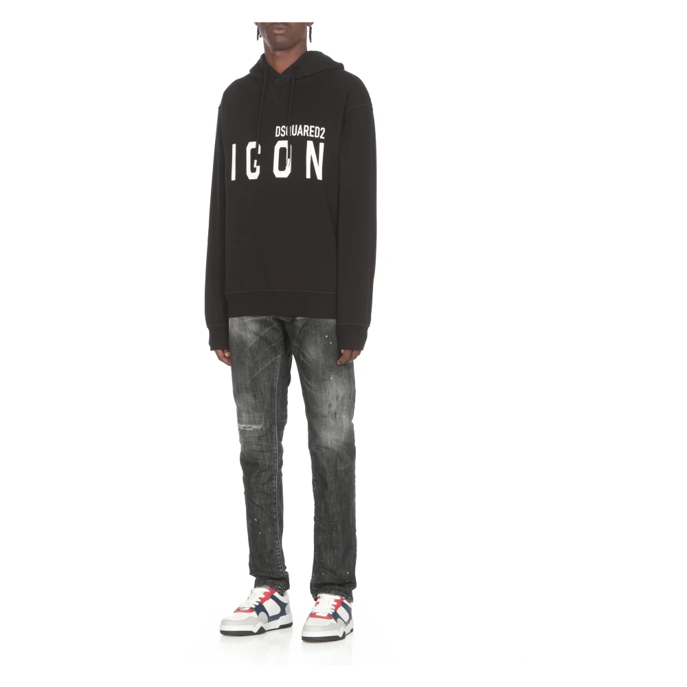 Dsquared2 Zwarte Katoenen Hoodie met Logo Black Heren