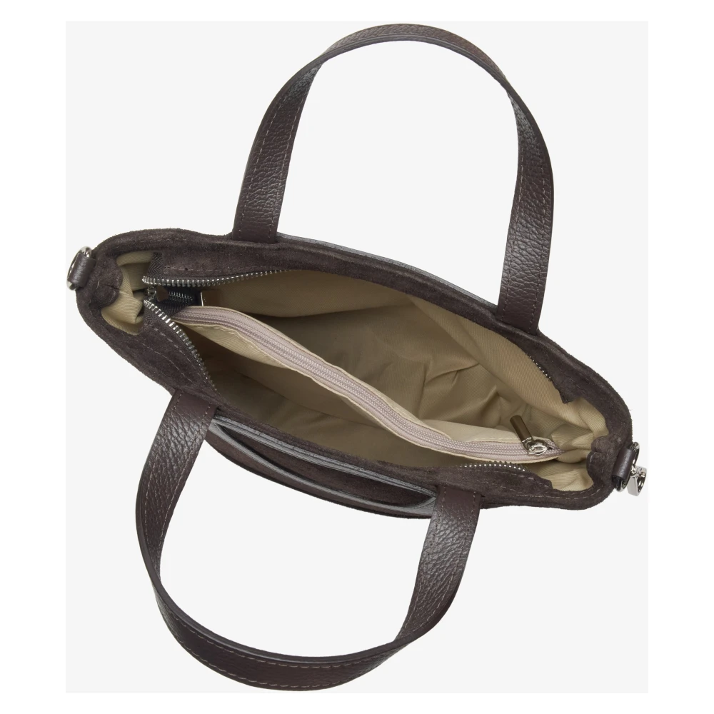 Estro Donkerbruine Bucket Bag voor vrouwen gemaakt van Premium Italiaans Velours Brown Dames