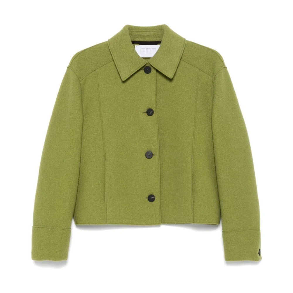 Harris Wharf London Peridot Cropped Gekookte Jas Green Dames