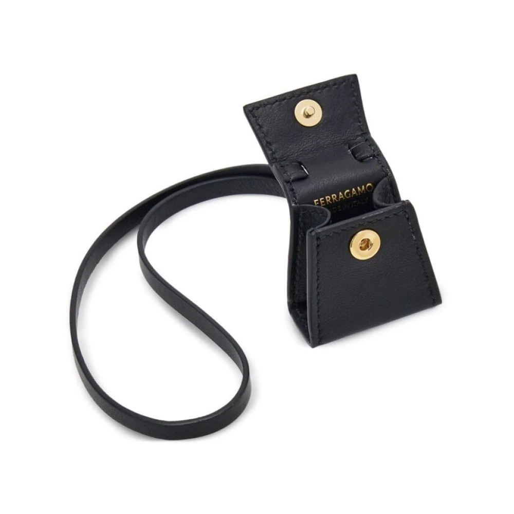 Salvatore Ferragamo Zwart Leren Gancini Kleingoed Black Dames