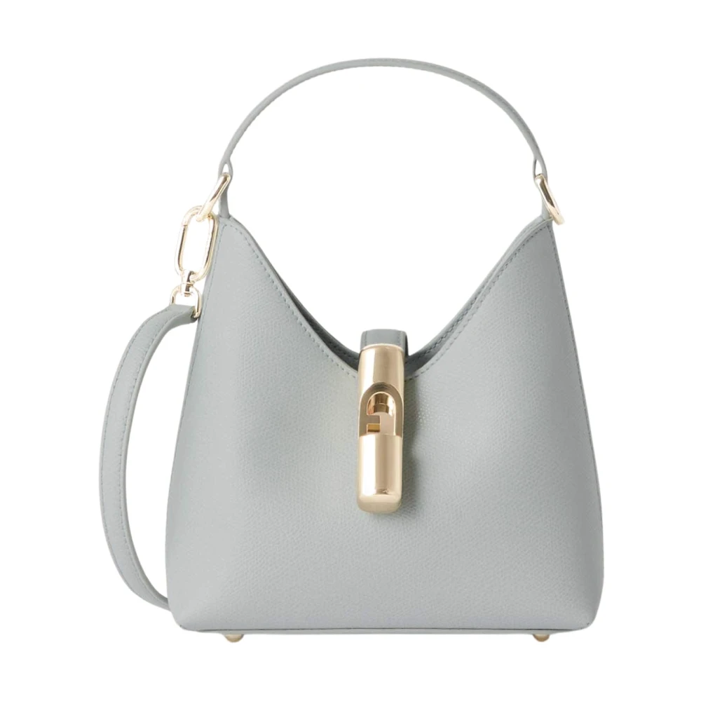 Furla Vrouw Grijs Tassen Dames, One Size, Leer, Iride Mini Hobo