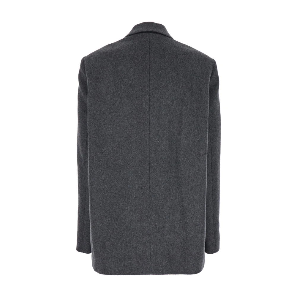 Róhe Gestructureerde wolmix grijze jas Gray Dames