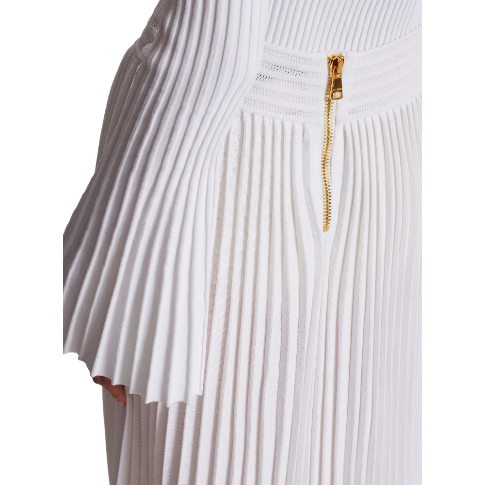 Balmain Lange gebreide rok met kanten detail White Dames