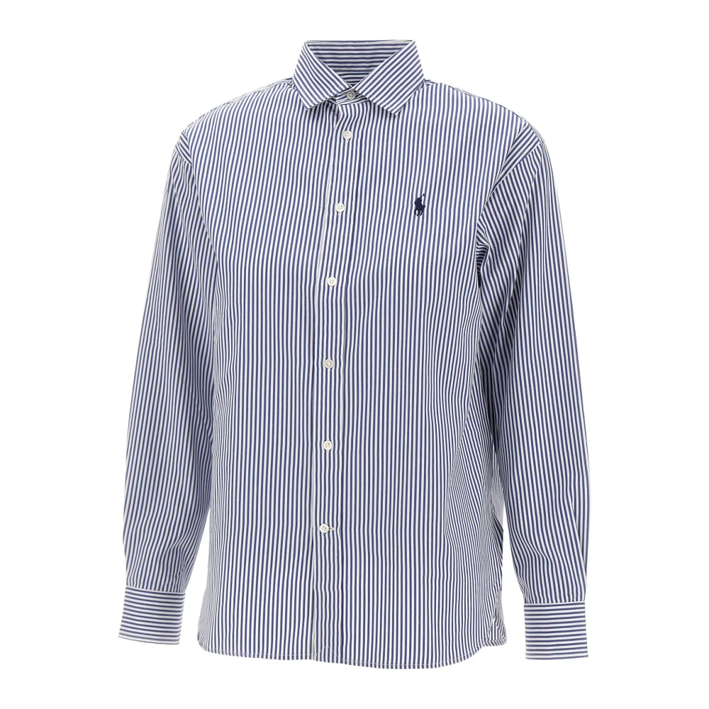 Polo Ralph Lauren Blauw Gestreept Katoenen Shirt Classics Blue Dames