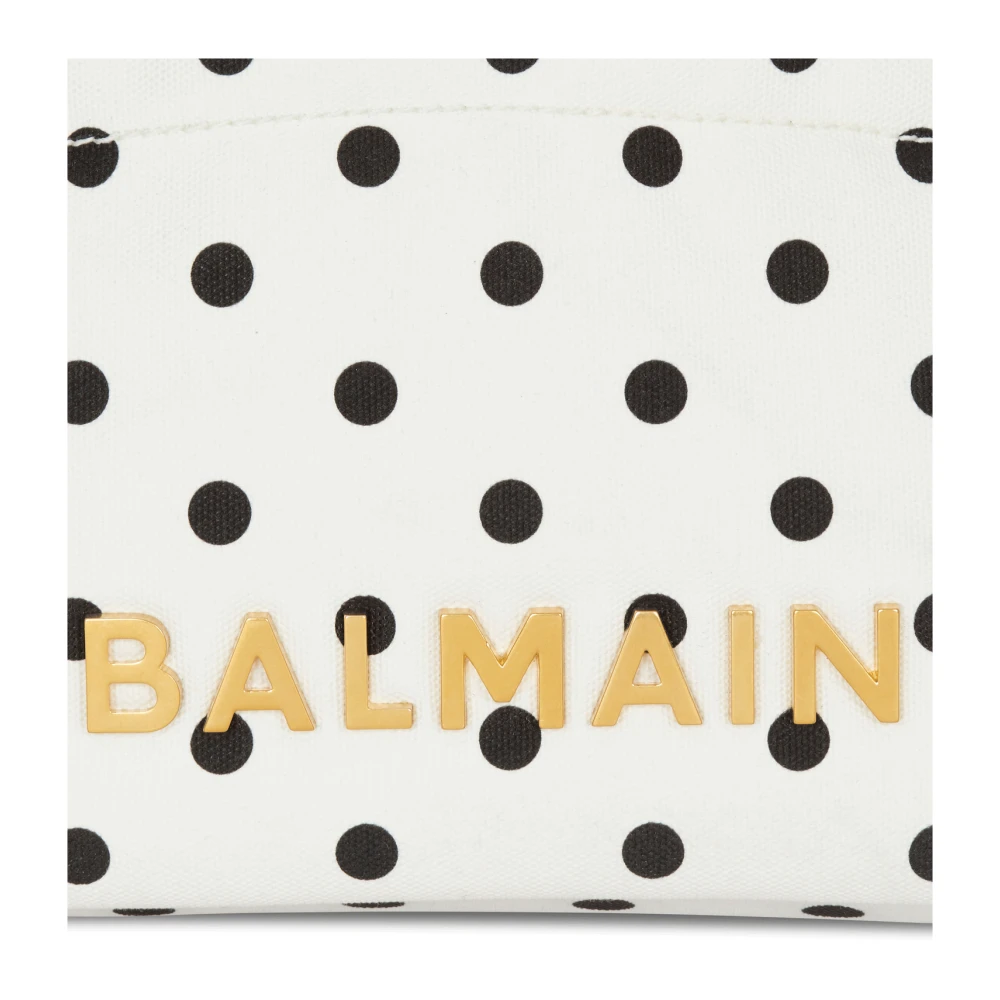 Balmain Kleine 1945 Zachte tote tas in polka dot canvas White Dames