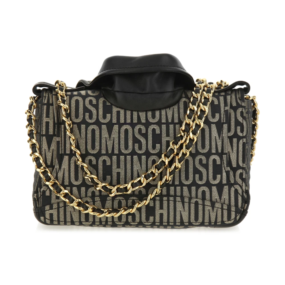 Moschino Gouden Biker Logo Lurex Tas Black Dames
