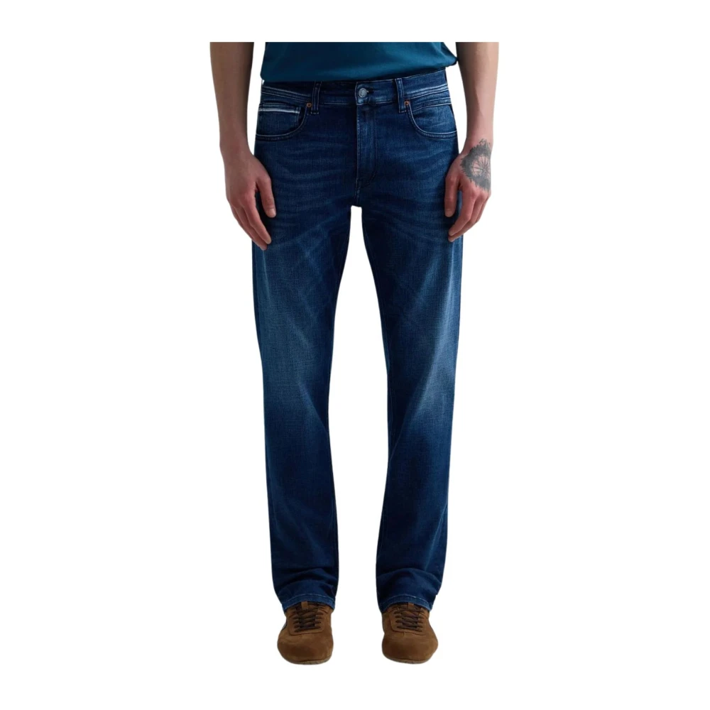 Replay Men's Blue Straight Jeans - Loose Fit Jeans - W36 L32 - Jeans