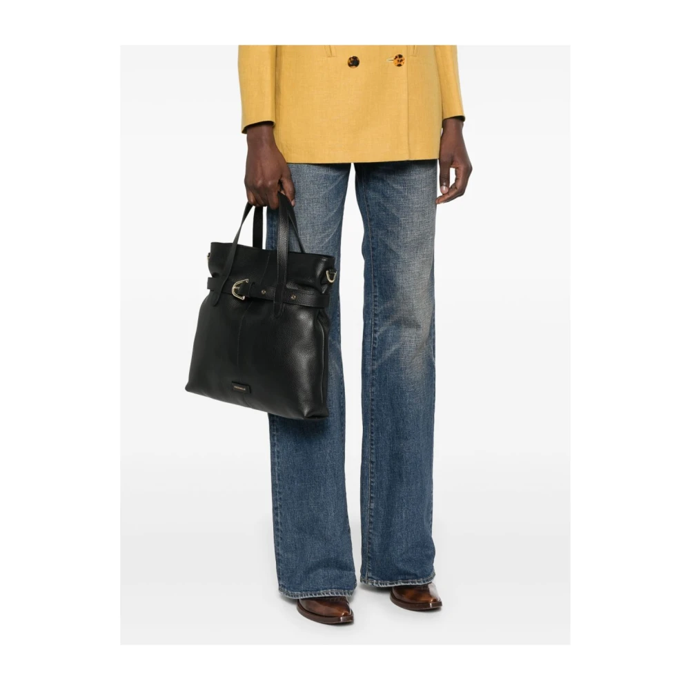 Coccinelle Zwarte leren tas met riem Black Dames