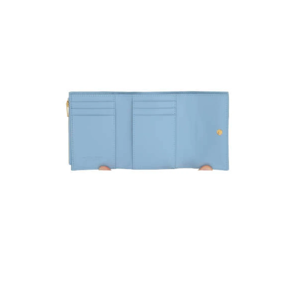 Bottega Veneta Wit Tri-Fold Portemonnee met Maxi Intrecciato Patroon Blue Dames