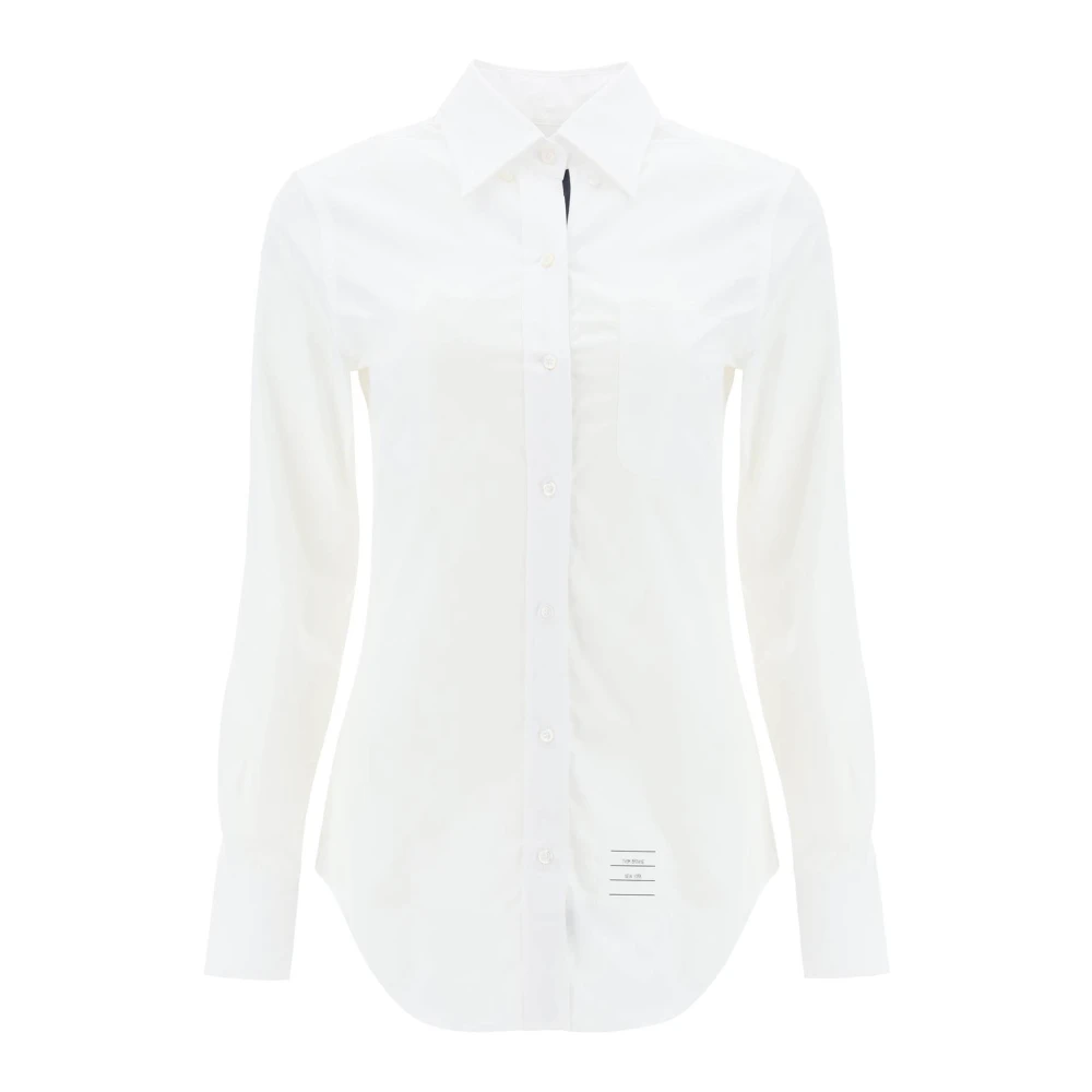 Thom Browne Poplin Aansluitend Overhemd met Tricolor Detail White Dames