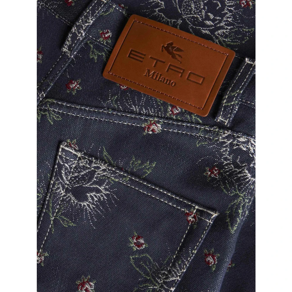 ETRO Blauwe Bloemen Flared Dames Jeans Blue Dames