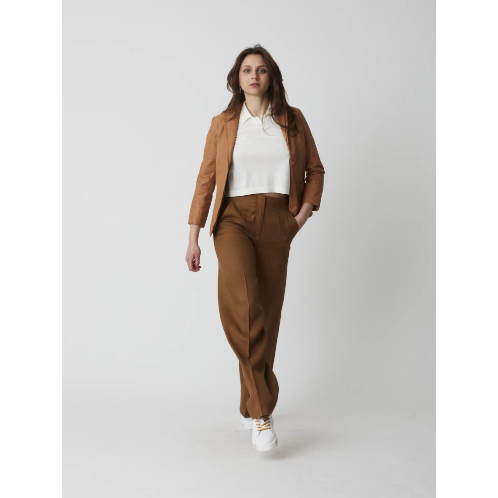 Bully Stijlvolle Leren Jas voor Vrouwen Brown Dames