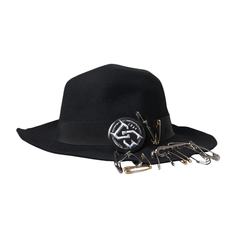 Dolce & Gabbana Zwarte Fedora Hoed Brede Rand Wol Black Heren