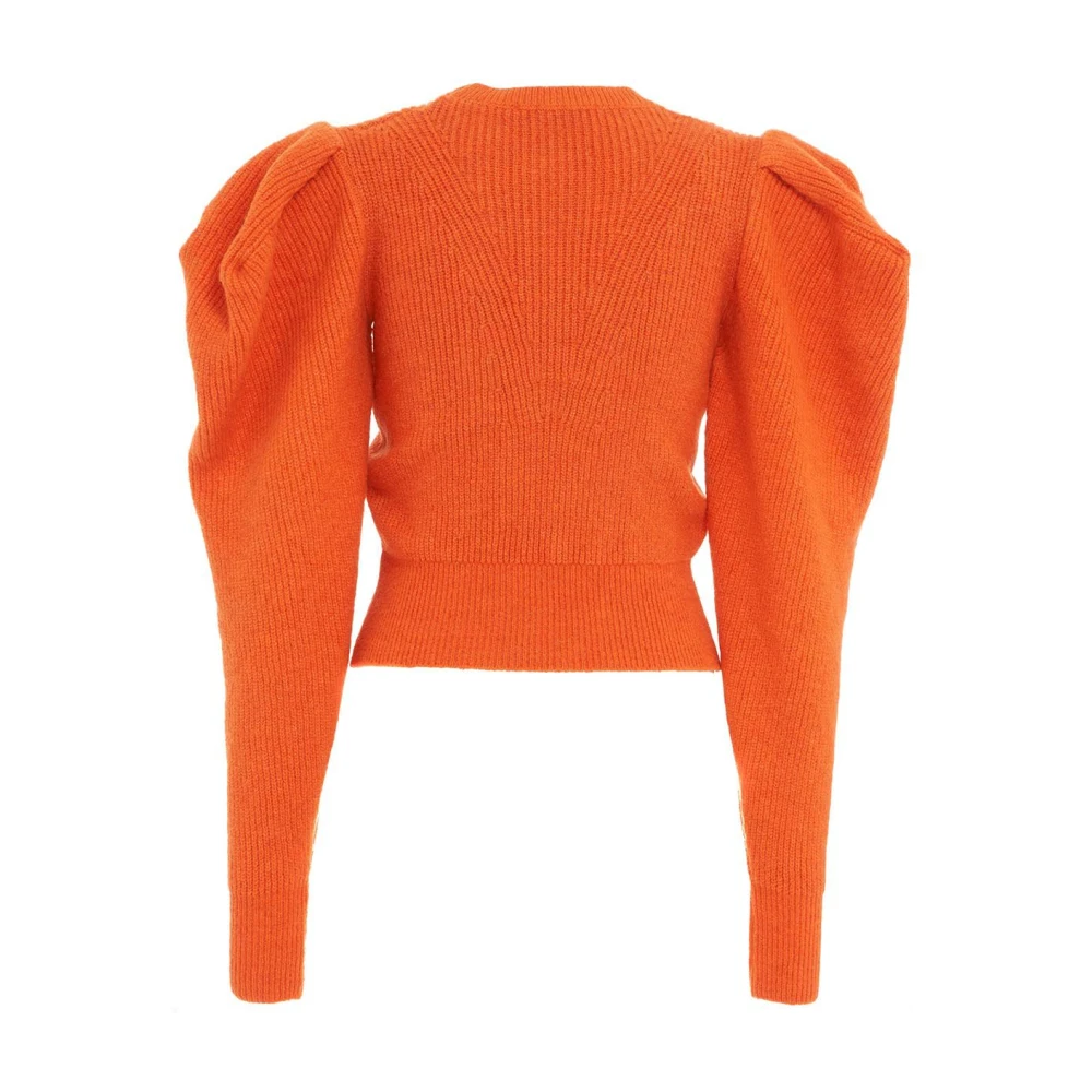 Akep Gebreide trui met ronde hals en pofmouwen Orange Dames