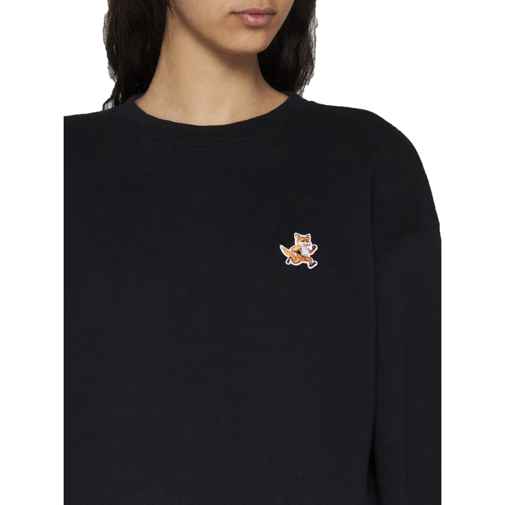 Maison Kitsuné Zwarte Trui met Stijl Black Dames