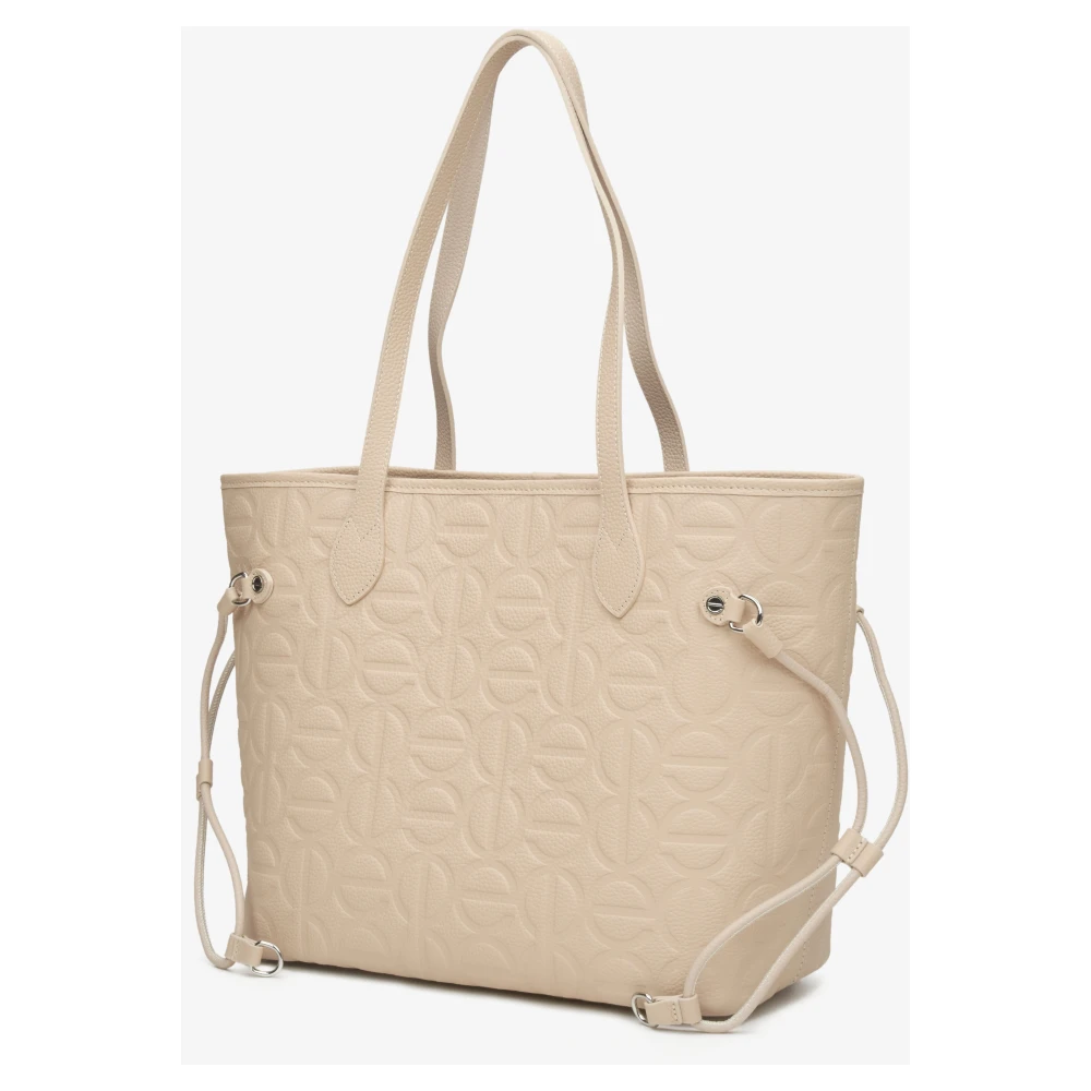 Estro Dames Beige Leren Shopper Tas Er00115046 Beige Dames