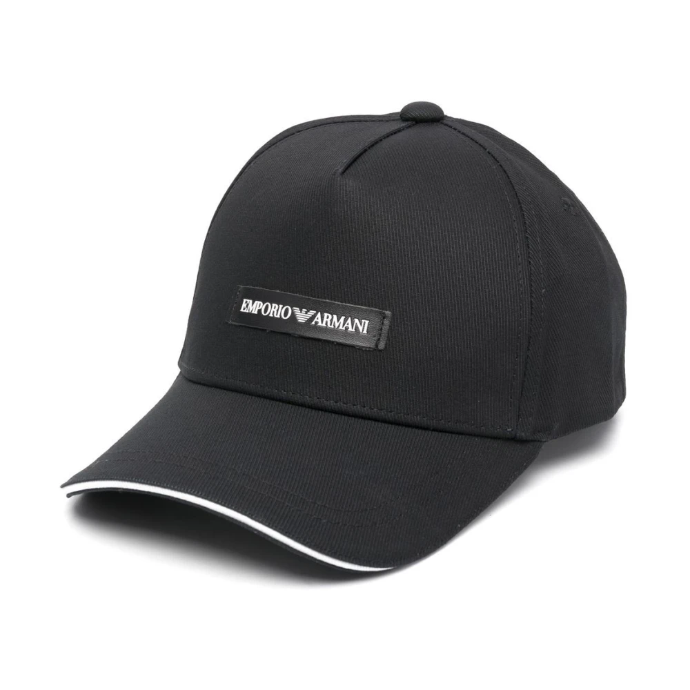 Emporio Armani Men's Black Hats & Caps, One Size, Logo-Patch Cap
