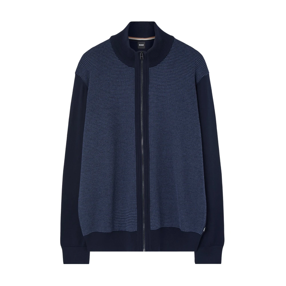 Boss Blauwe Zip-Up Sweater Blue Heren