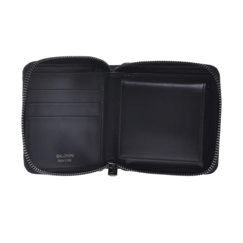 Baldinini Wallet with zip in black leather with crocodile print Black Heren