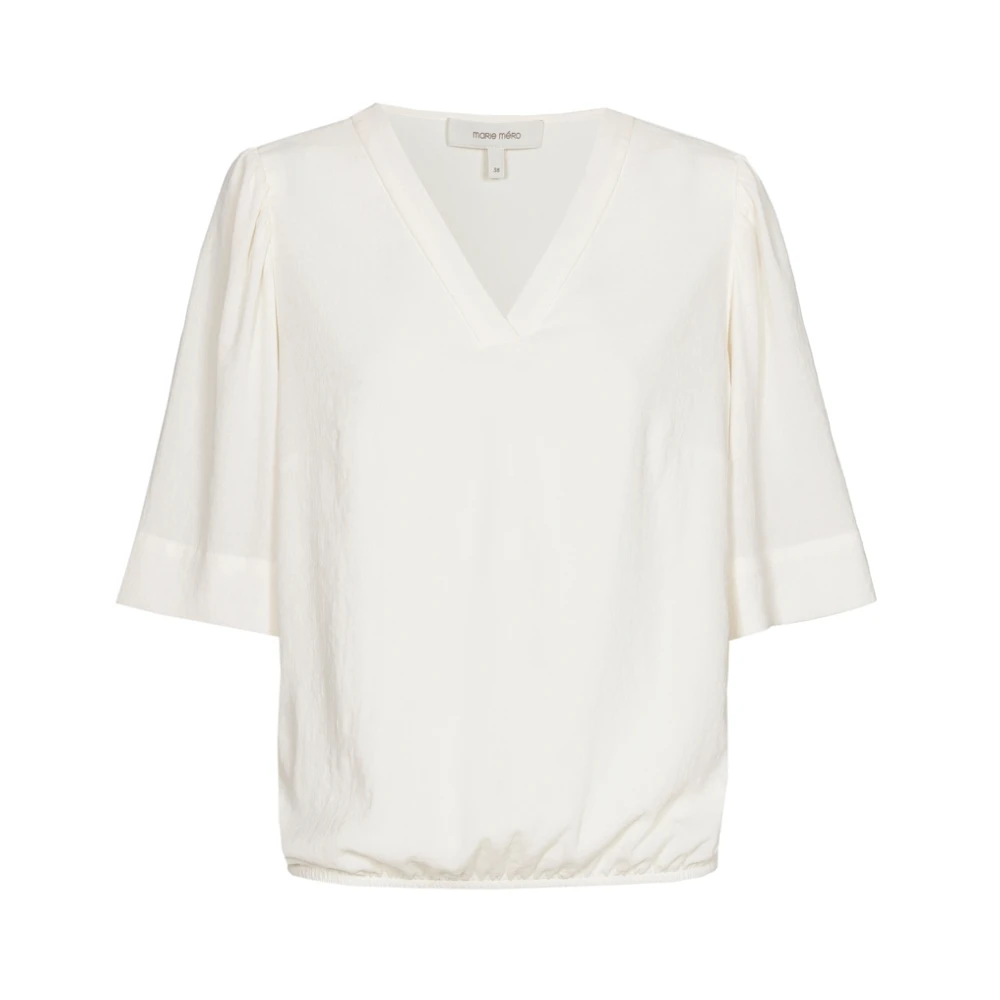 Marie Méro Ecru V-Hals Blouse Tuniek Beige Dames