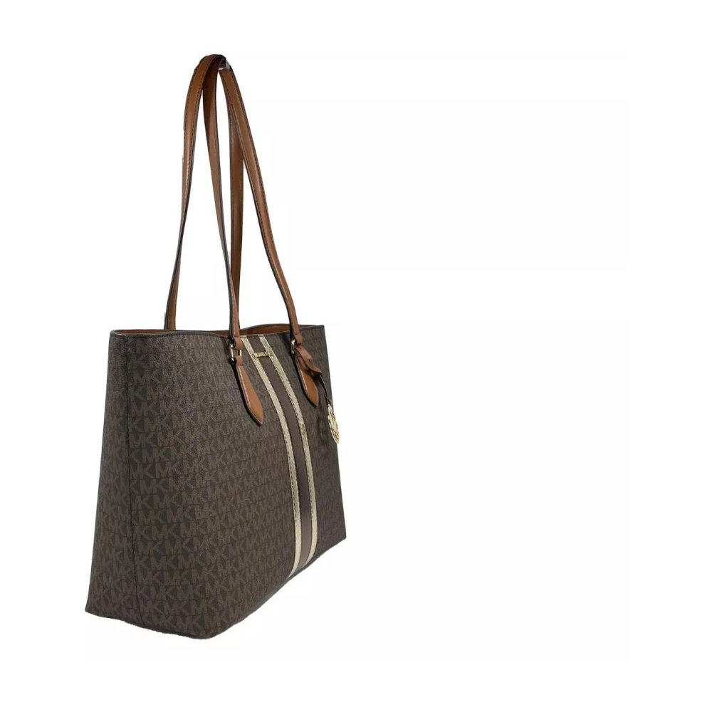 Michael Kors Grote leren tas met ritssluiting Brown Dames