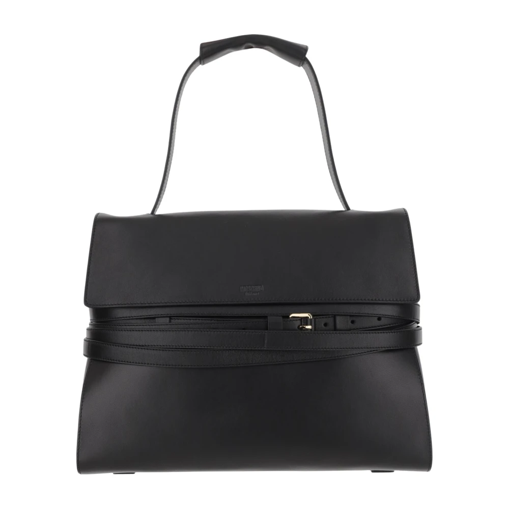 Moschino Schoudertas van schapenleer Klep sluiting Black Dames