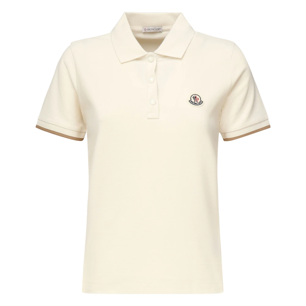 Moncler Witte Poloshirt met Gestreepte Manchetten White Dames