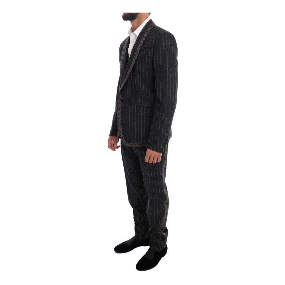 Dolce & Gabbana Pinstripe Pak voor Mannen Zwart Gray Heren
