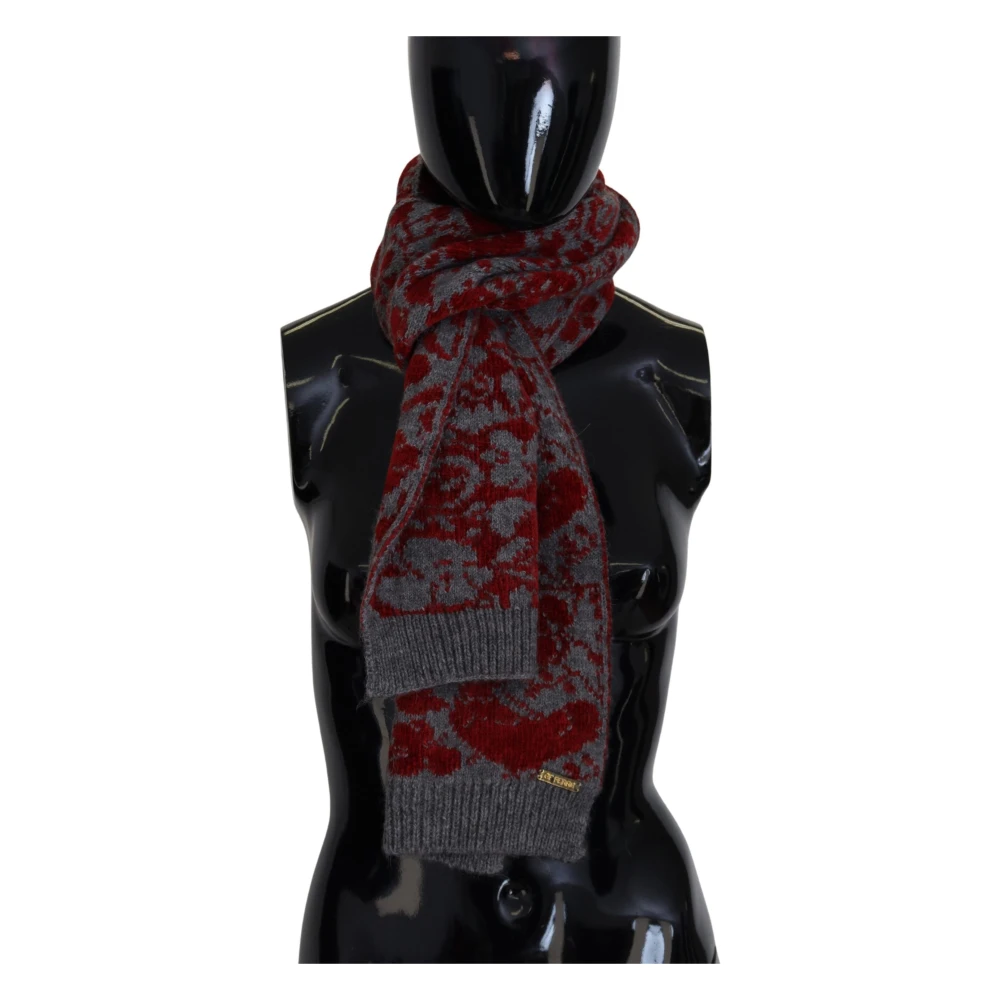Gianfranco Ferré Chique Rood & Grijs Katoenen Omslag Sjaal Multicolor Dames