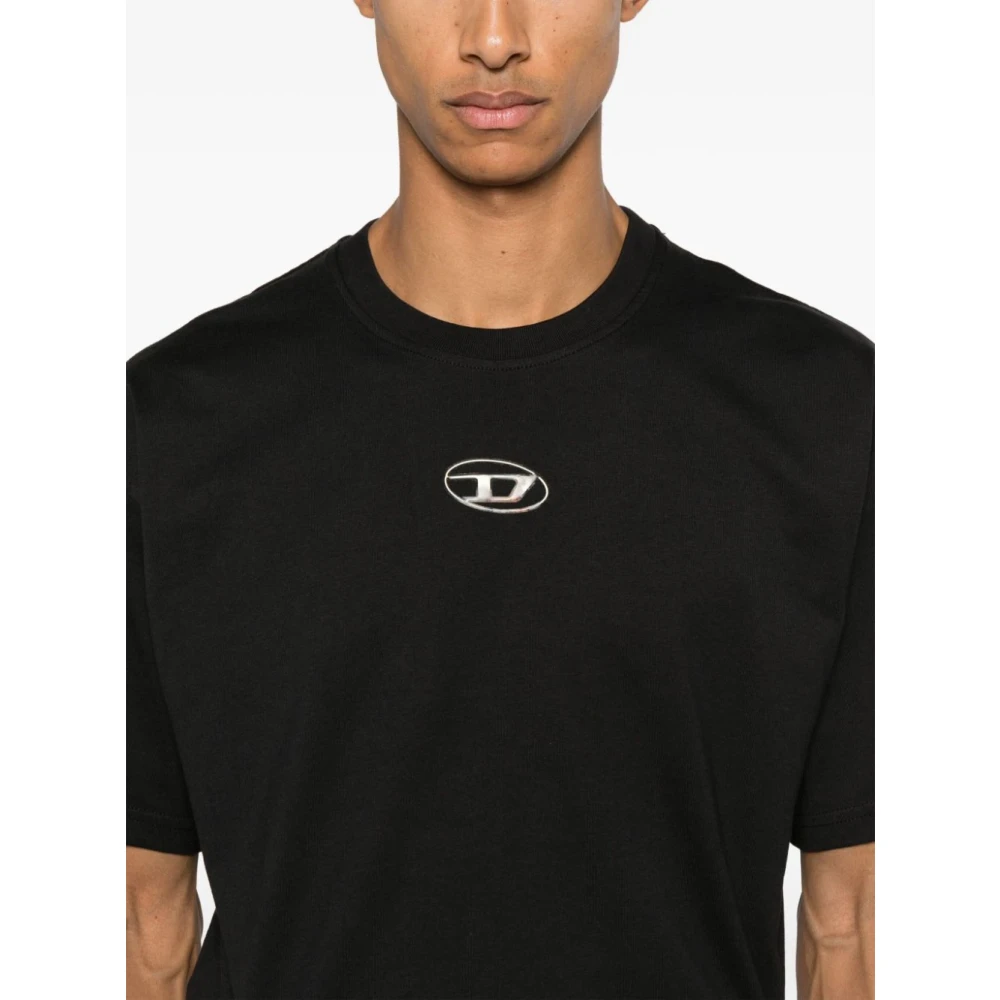 Diesel Zwarte Boxy T-shirt Front Oval Black Heren