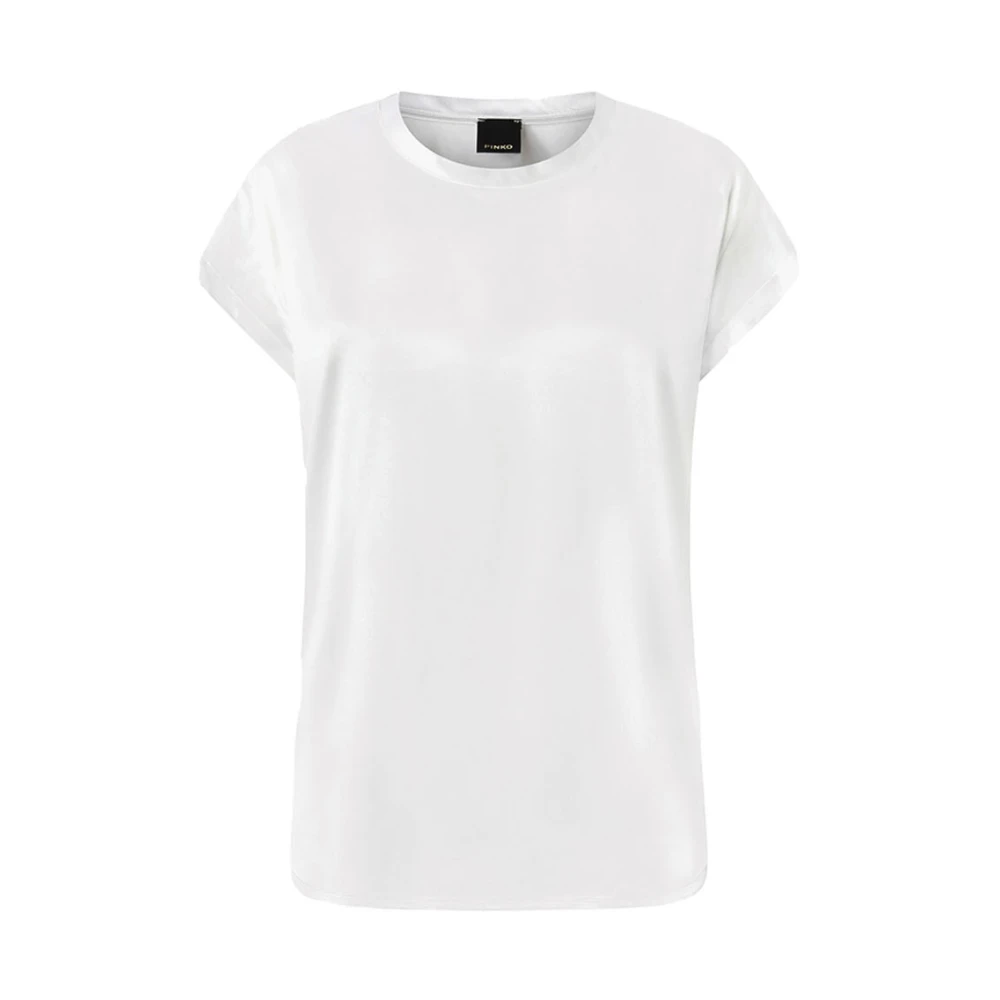 Pinko Witte Zijden Satijnen Blouse met Korte Mouwen White Dames